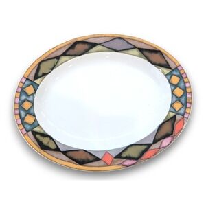 Sasaki Palazzo Paula Zanger Oval Serving Platter Plate Geometric Diamond 14''